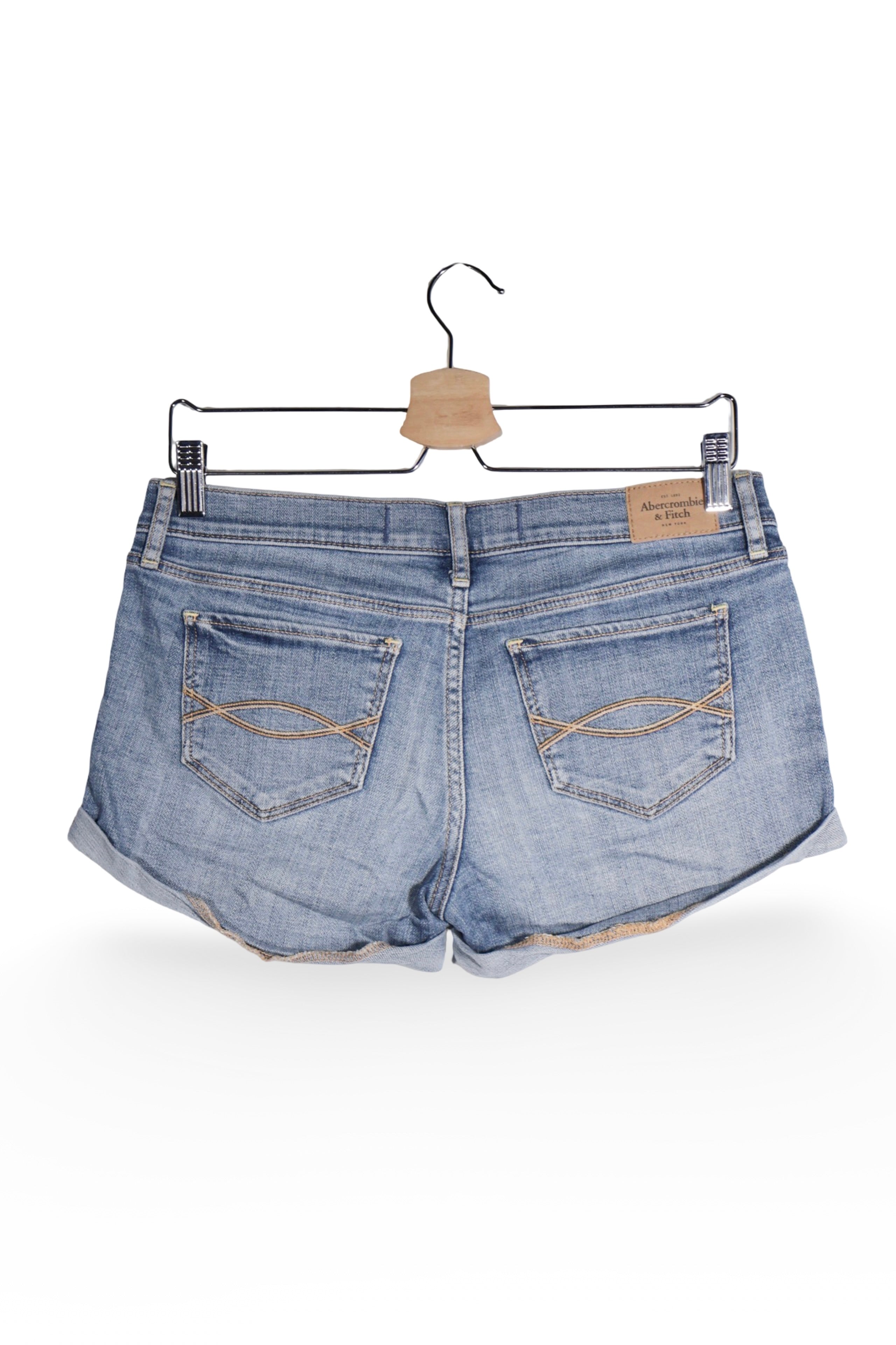 Pantaloni scurți - Abercrombie&Fitch denim albastru deschis cu tiv rasfrânt – M – Femei - spate
