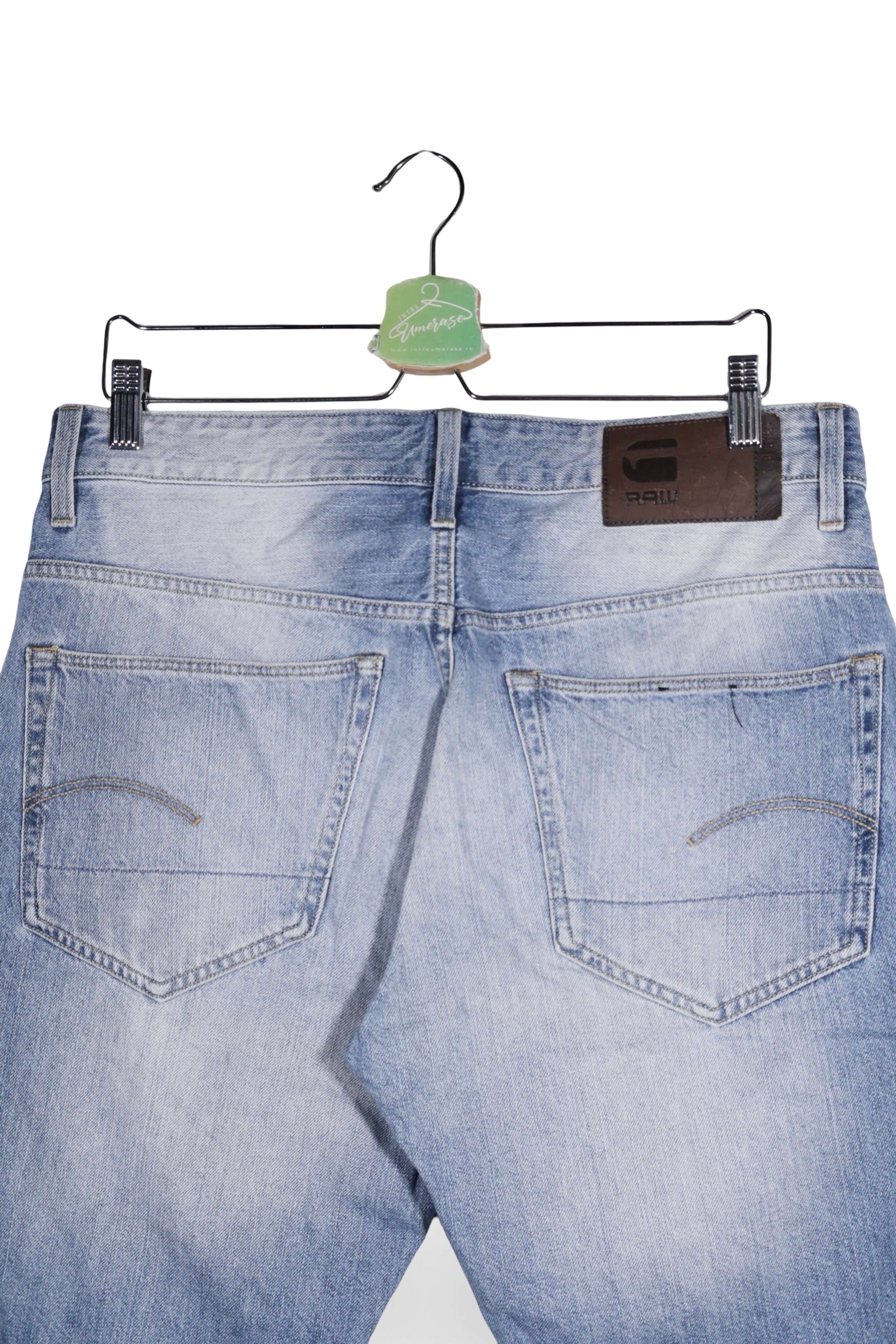 Blugi scurți - G-star denim albastru decolorat, cu revere – M – Bărbați - spate