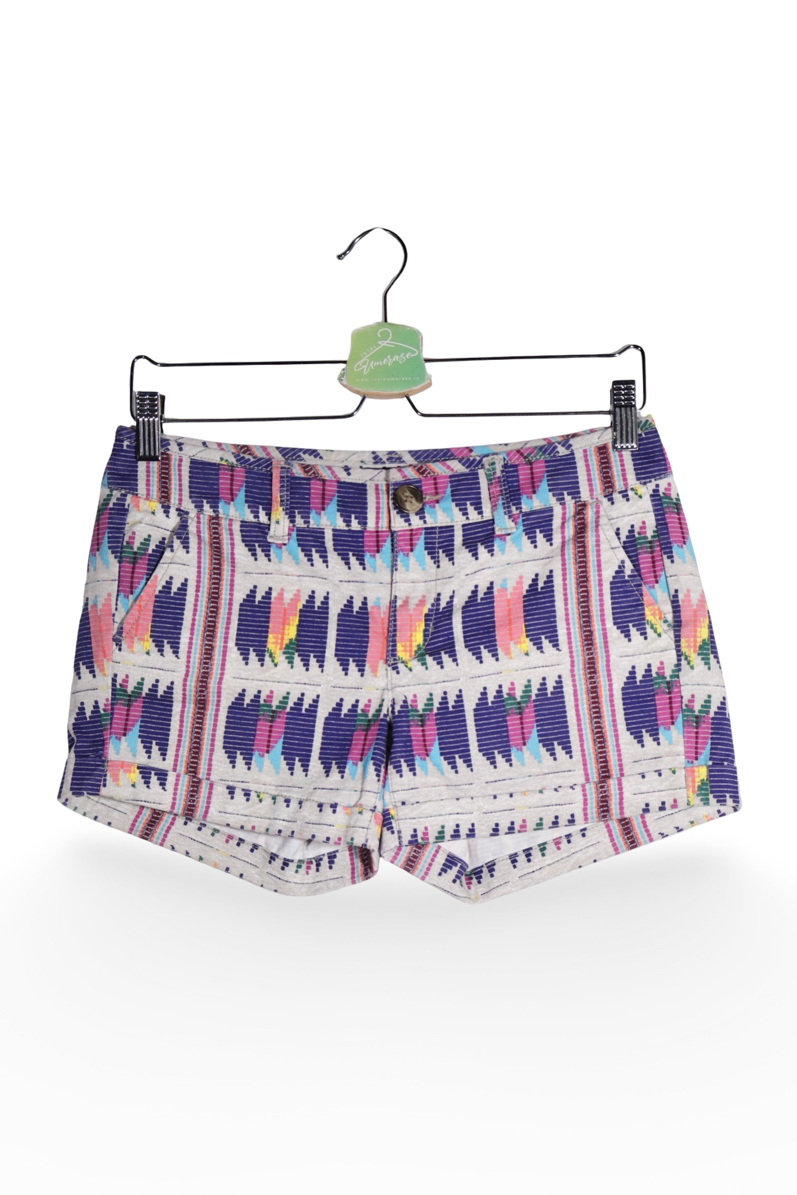 Pantaloni scurți - American Eagle scurti cu imprimeu geometric multicolor – S – Femei - fata