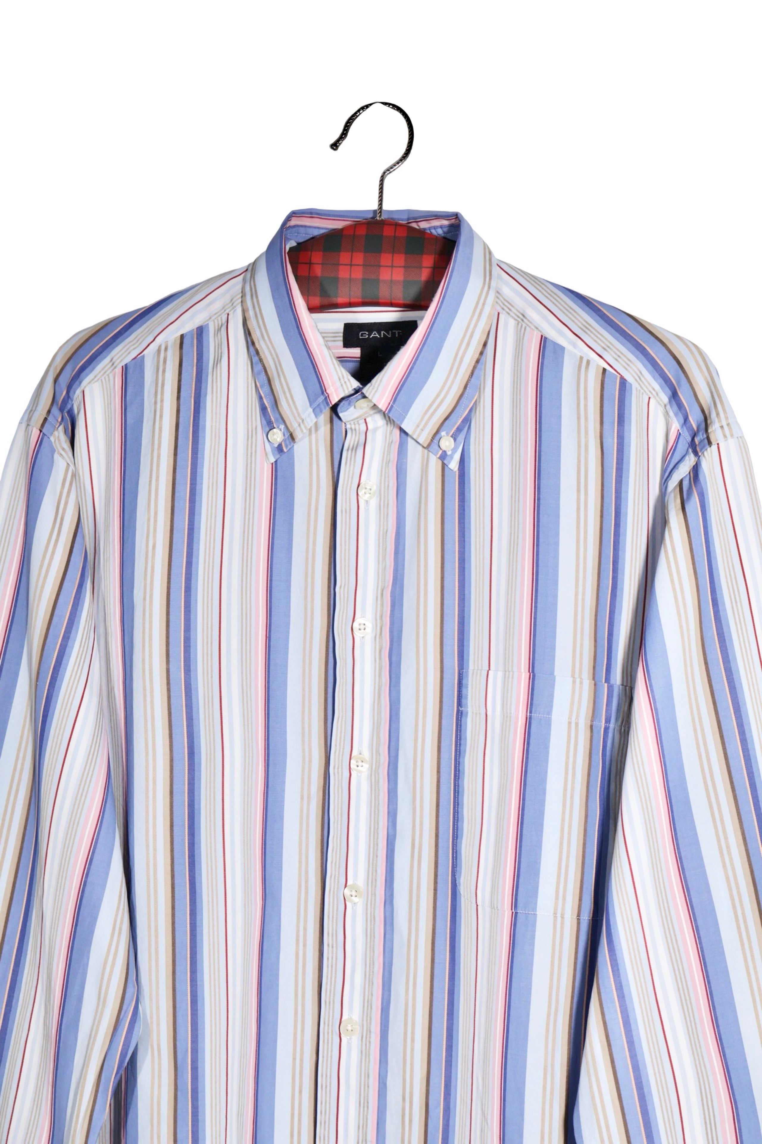 Cămașă - GANT camasa cu dungi multicolore si guler button-down – L – Bărbați - detaliu