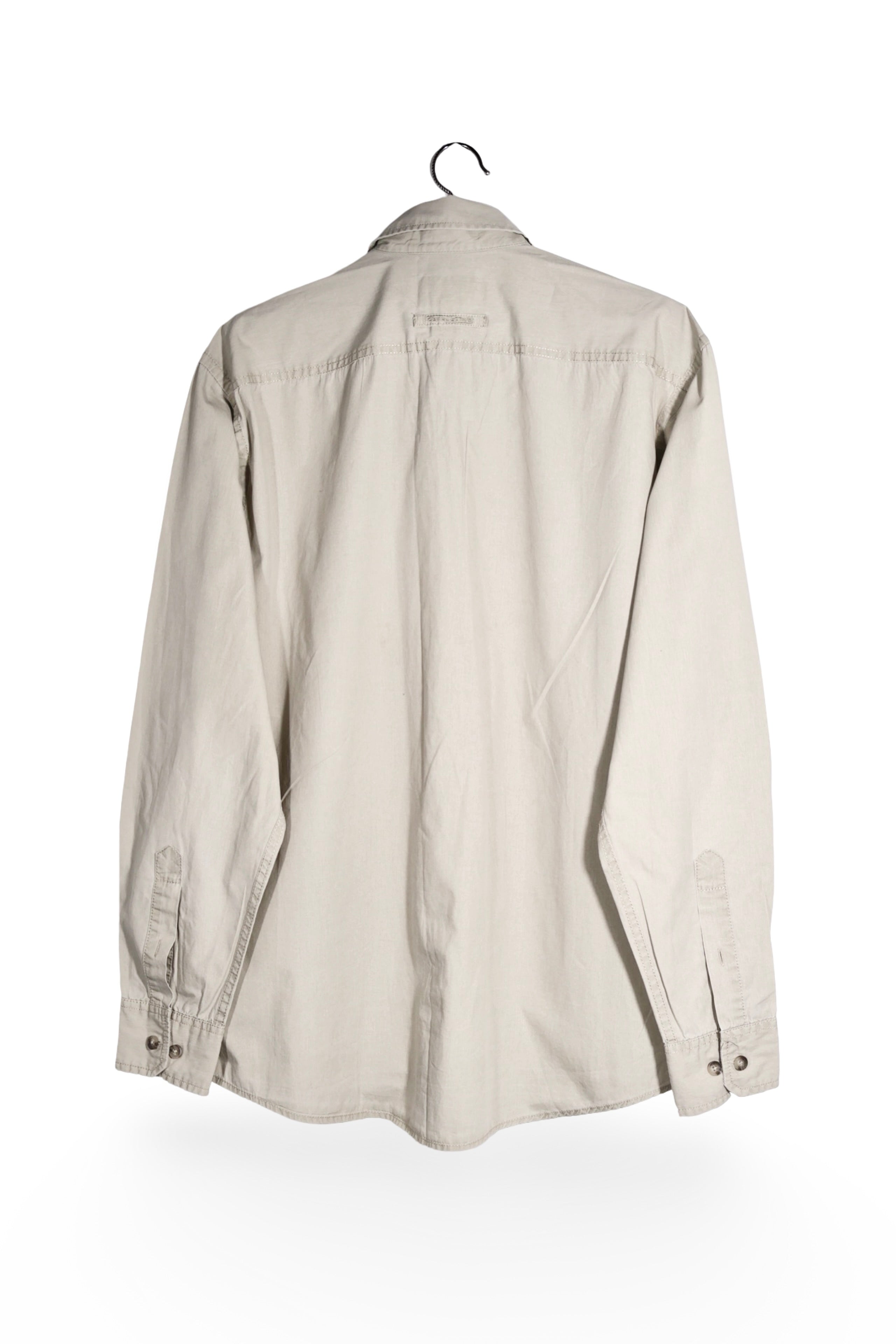 Cămașă - Camel bej din bumbac cu guler button-down – L – Bărbați - spate
