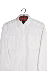 Cămașă - JACK&JONES alb din bumbac cu epoleti – M – Bărbați - detaliu