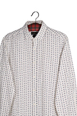 Cămașă - Massimo Dutti alb cu imprimeu geometric fin – L – Bărbați - detaliu