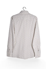 Cămașă - Massimo Dutti alb cu imprimeu geometric fin – L – Bărbați - spate