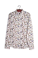 Cămașă - Eton alb cu imprimeu floral fin – M – Bărbați - fata