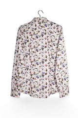Cămașă - Eton alb cu imprimeu floral fin – M – Bărbați - spate