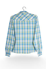 Cămașă - Vaude camasa in carouri bleu-verde din bumbac – S – Femei - spate