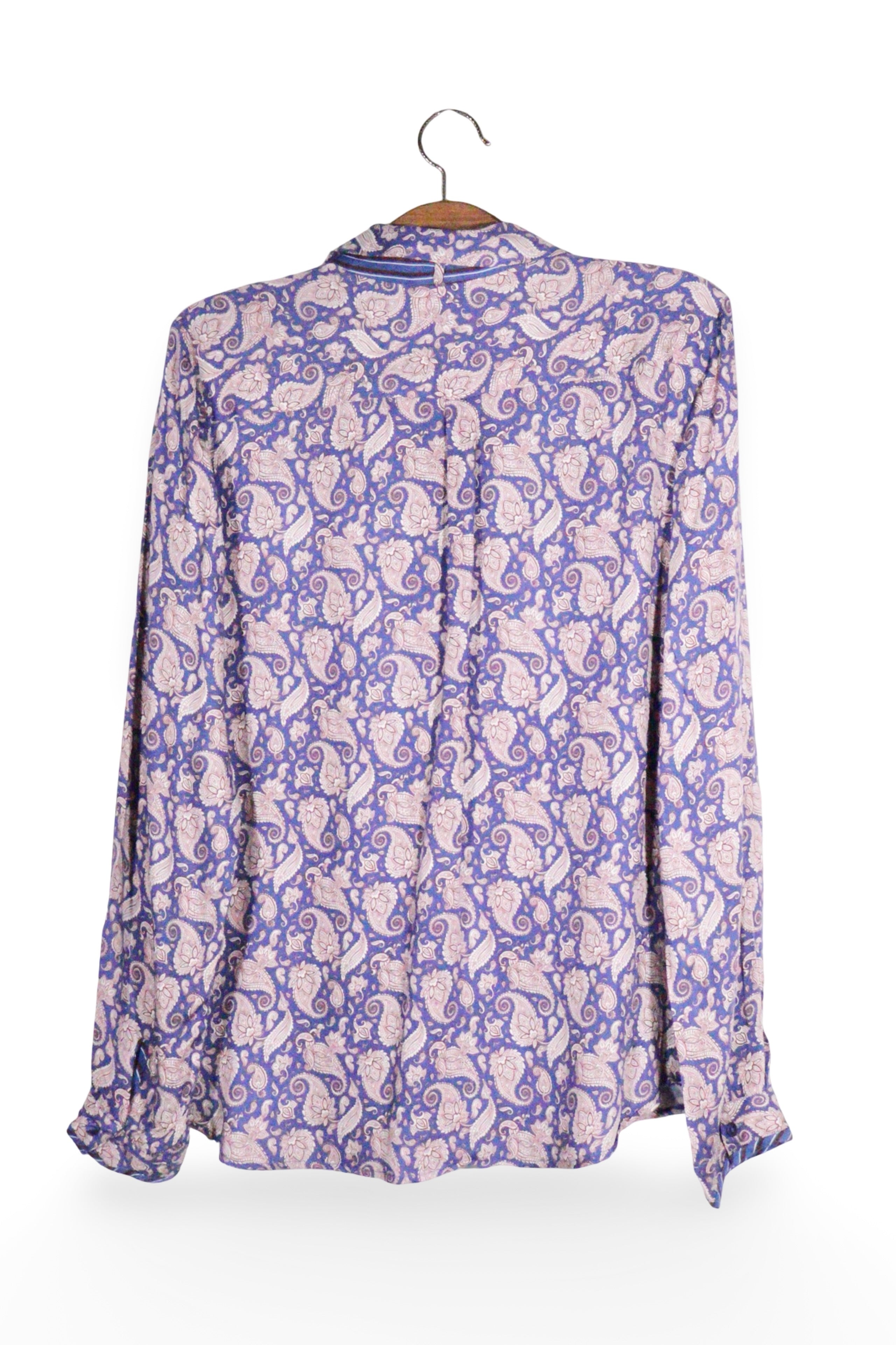 Cămașă - Premium albastru cu imprimeu paisley crem – L – Femei - spate