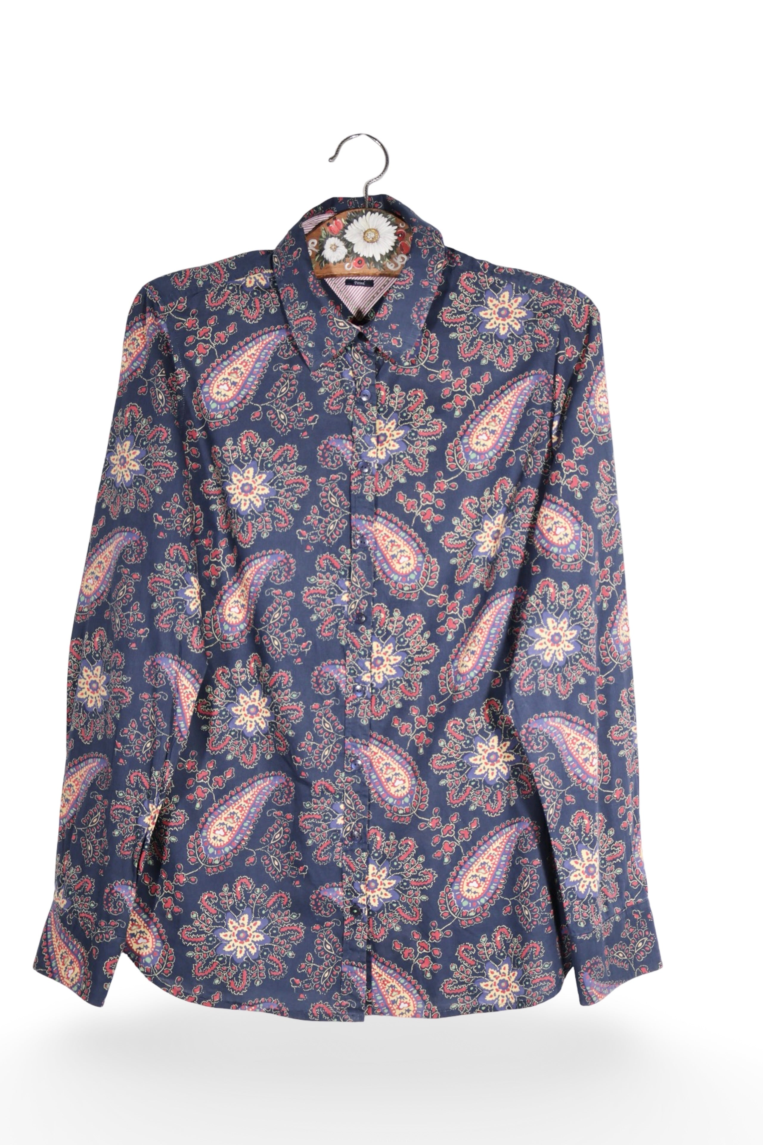 Cămașă - Tommy Hilfiger bleumarin cu imprimeu floral-paisley – S – Femei - detaliu