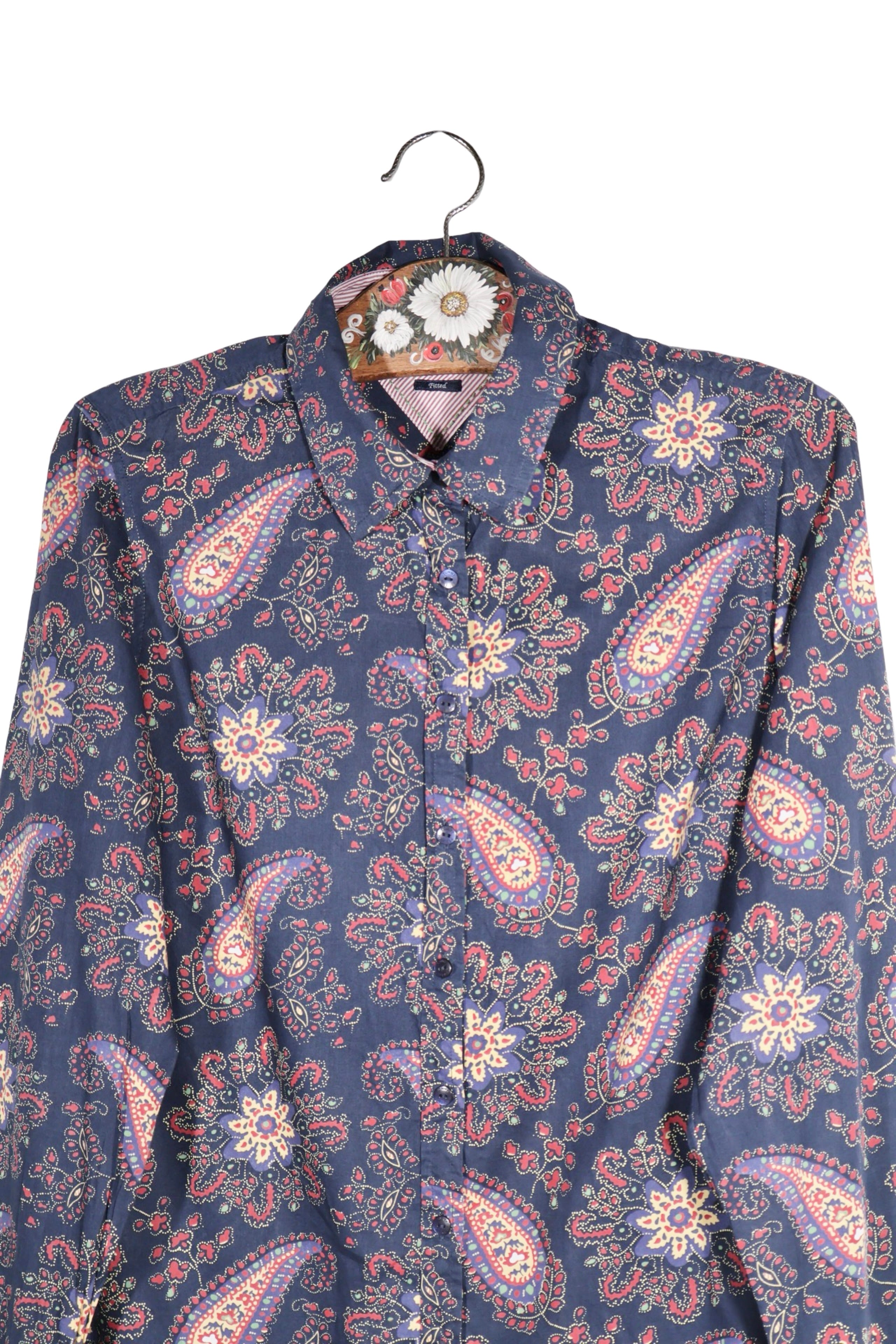 Cămașă - Tommy Hilfiger bleumarin cu imprimeu floral-paisley – S – Femei - spate