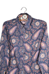Cămașă - Tommy Hilfiger bleumarin cu imprimeu floral-paisley – S – Femei - spate