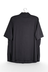 Cămașă - Vintage neagră, amplă, cu mânecă scurtă – XL – Femei - spate