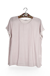 Tricou - Premium roz pal din matase si bumbac – M – Femei - fata