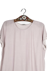 Tricou - Premium roz pal din matase si bumbac – M – Femei - detaliu