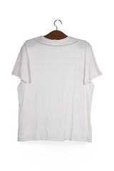 Tricou - LACOSTE alb din bumbac cu logo brodat – XL – Femei - spate