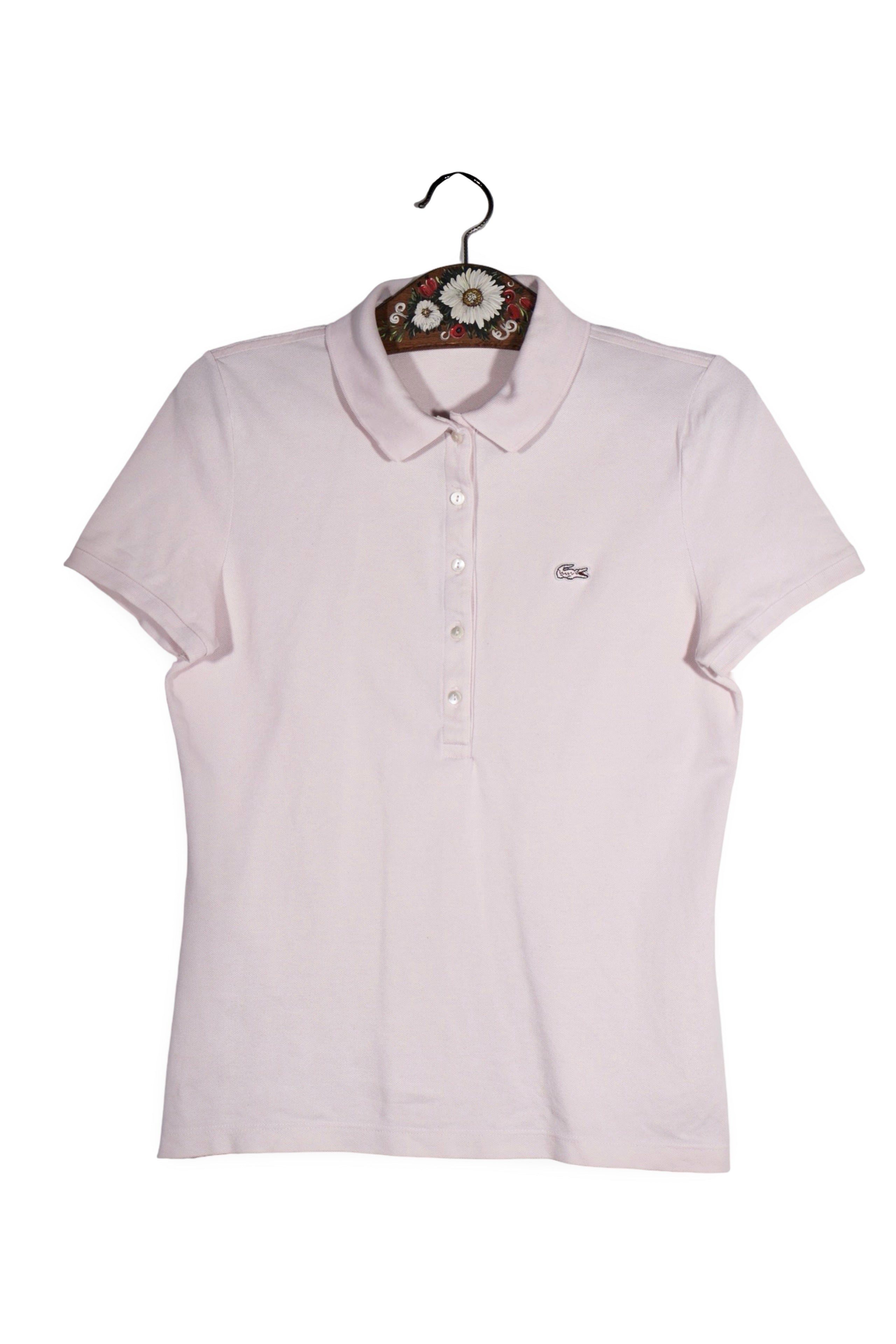 Tricou - LACOSTE roz pal slim fit din bumbac – L – Femei - fata