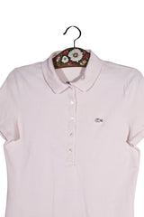 Tricou - LACOSTE roz pal slim fit din bumbac – L – Femei - detaliu