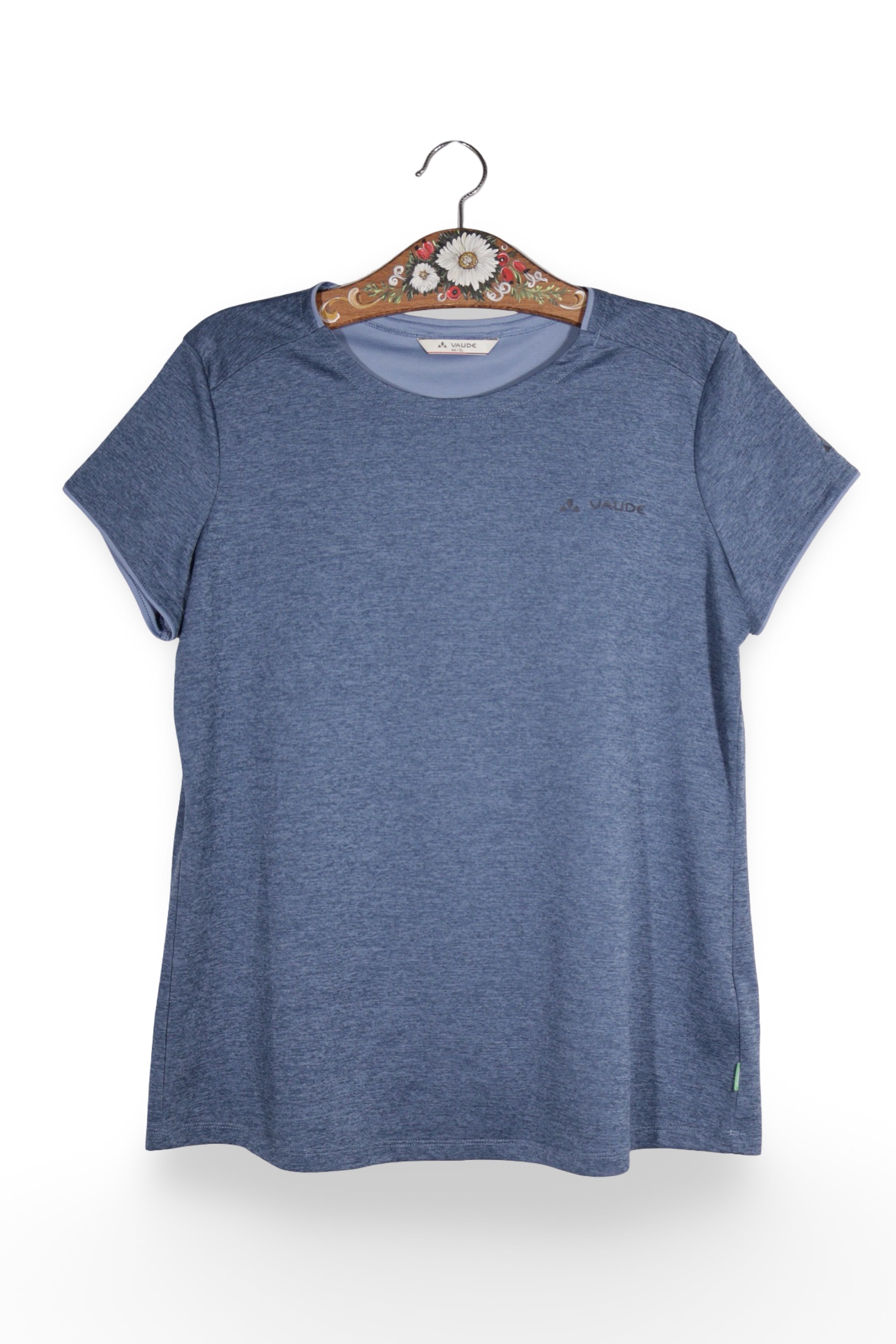 Tricou - Vaude albastru melanj din poliester reciclat – XL – Femei - fata