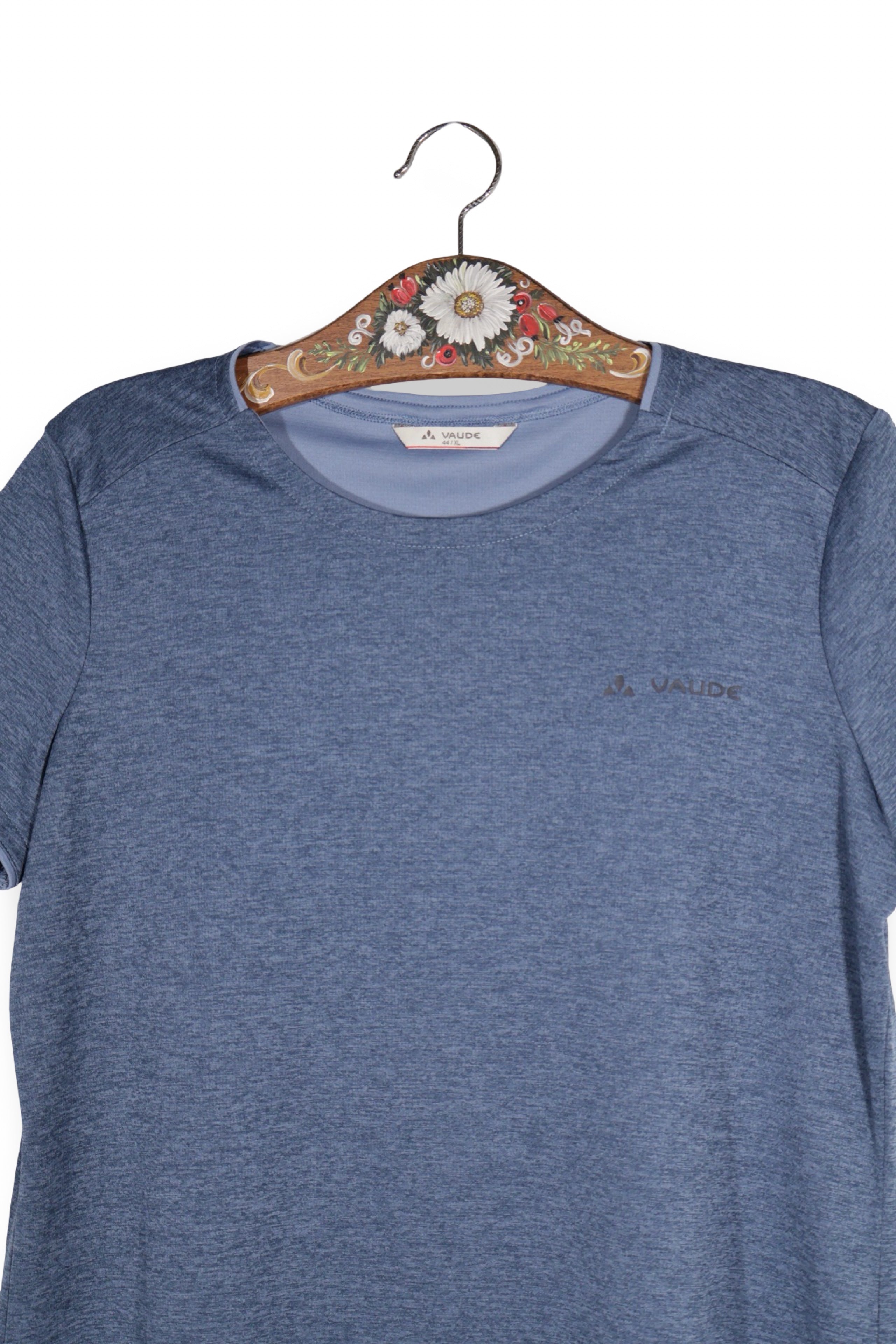 Tricou - Vaude albastru melanj din poliester reciclat – XL – Femei - detaliu