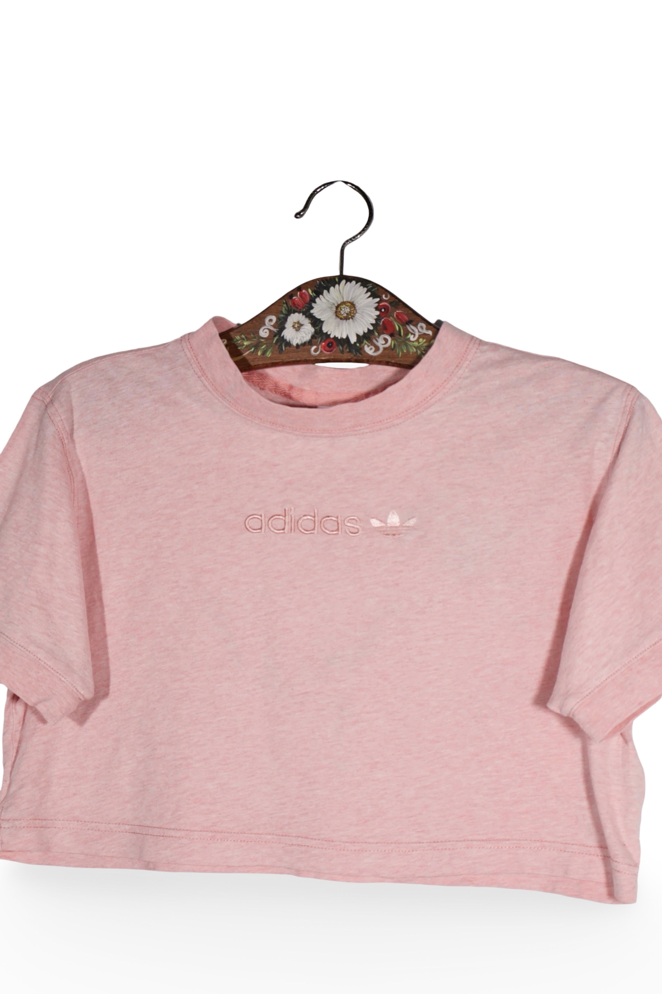 Top - adidas roz pudrat cu logo brodat – S – Femei - detaliu