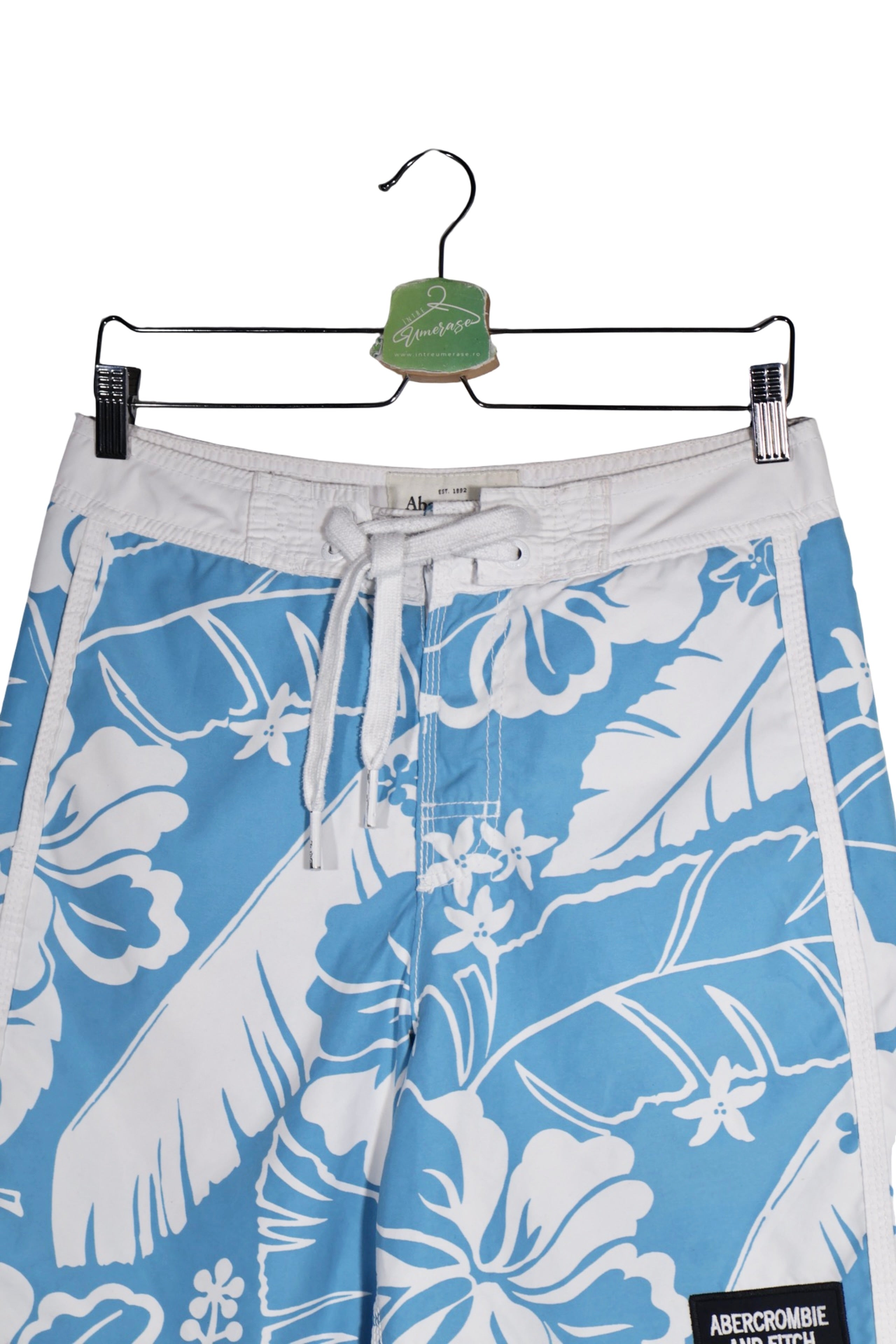 Pantaloni - Abercrombie&Fitch scurti tropicali alb-albaștri din poliester – XS – Bărbați - detaliu