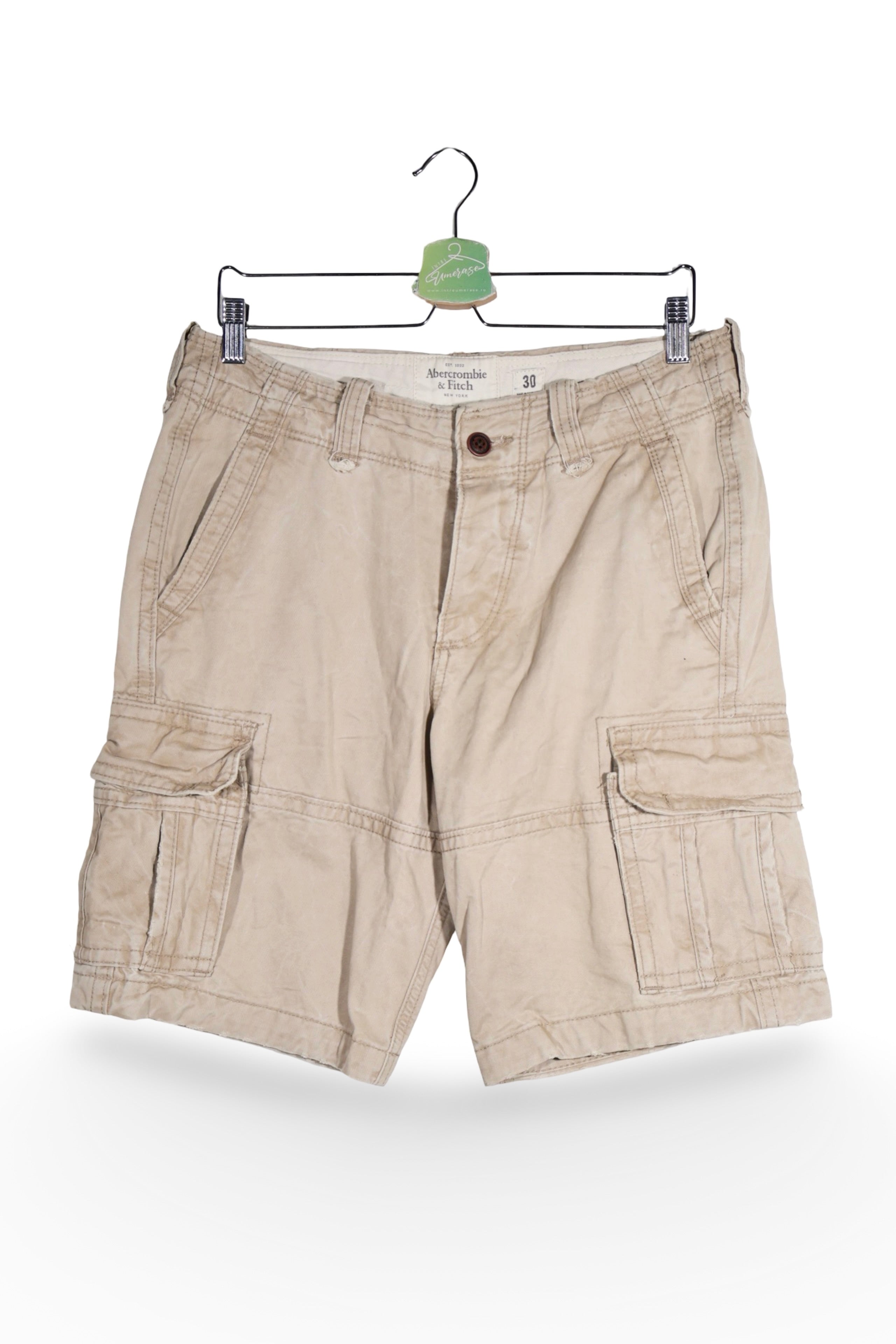 Pantaloni scurți - Abercrombie&Fitch cargo bej din bumbac – S – Bărbați - fata