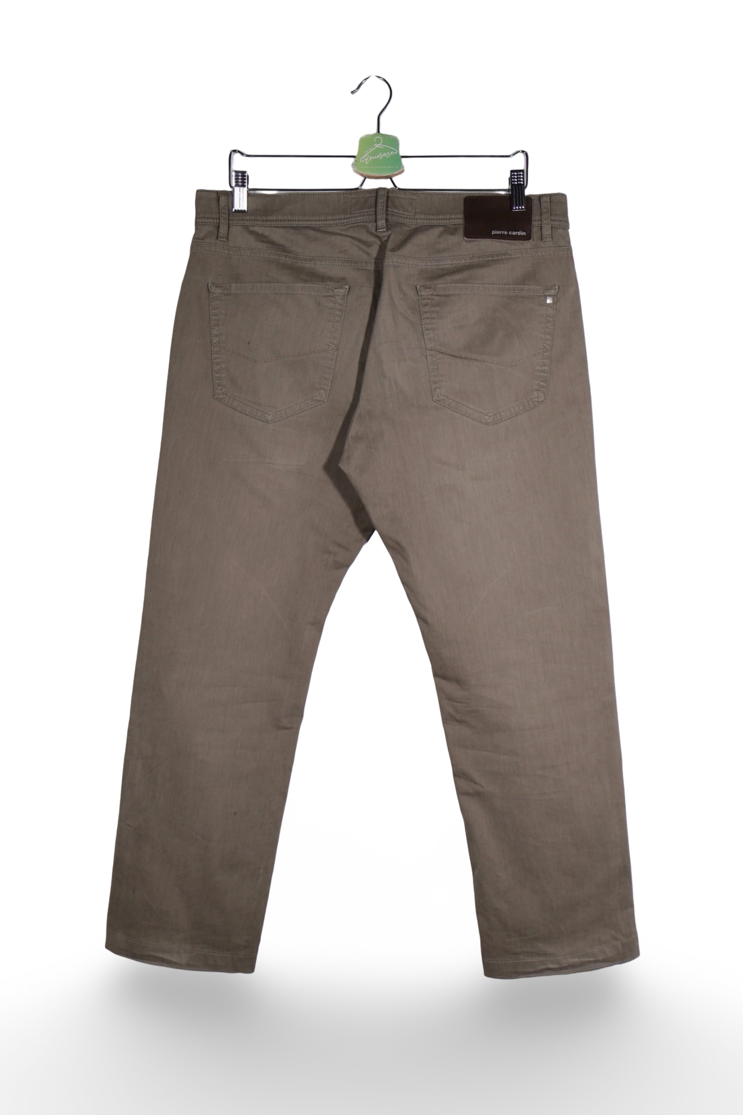 Pantaloni - Pierre Cardin chino kaki taupe din bumbac – L – Bărbați - detaliu