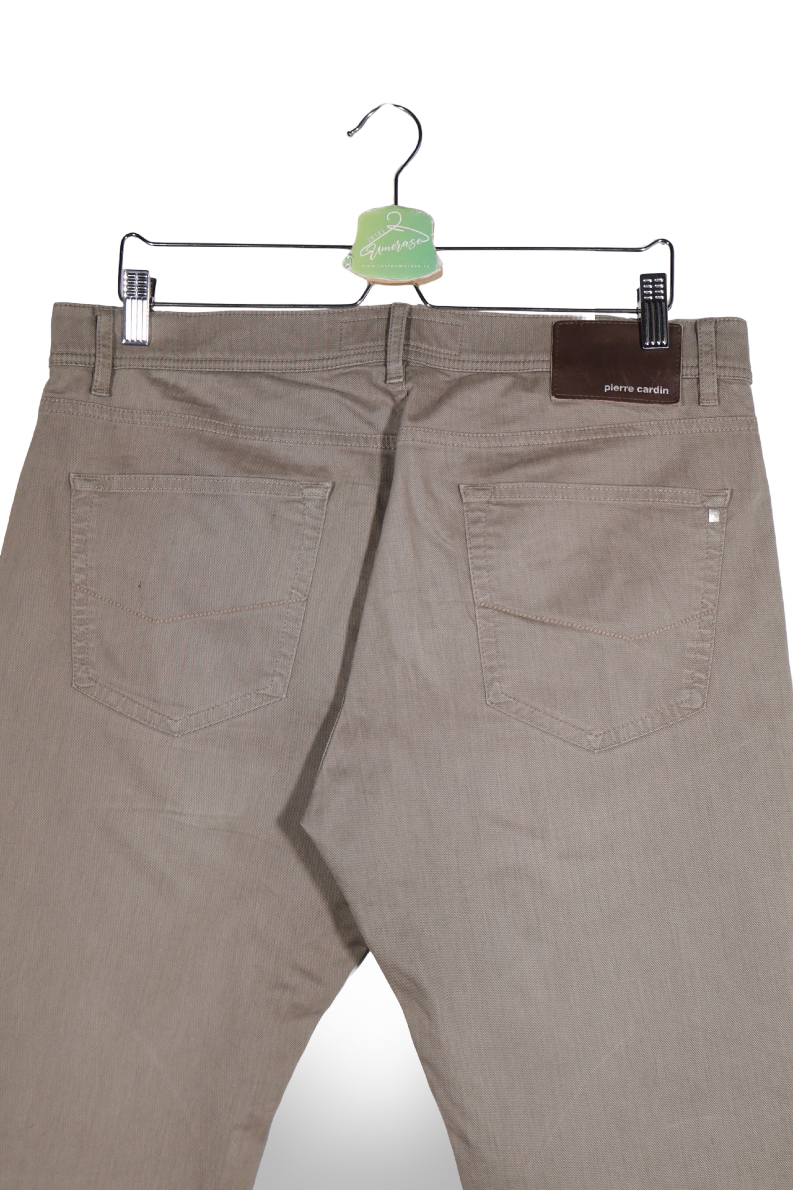 Pantaloni - Pierre Cardin chino kaki taupe din bumbac – L – Bărbați - spate