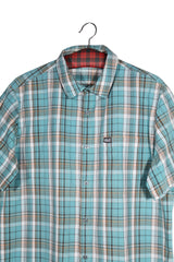 Cămașă - Jack Wolfskin în carouri albastre din bumbac organic – L – Bărbați - detaliu