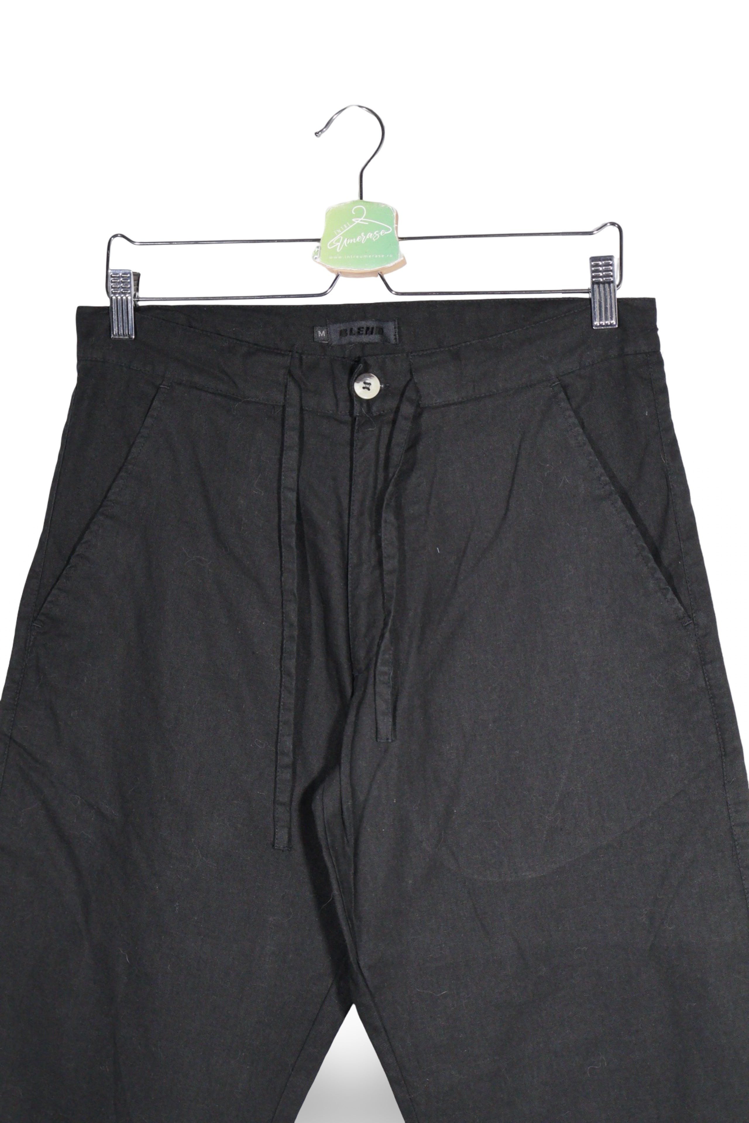 Pantaloni 2/3 - Premium chino negru din in si bumbac – M – Bărbați - detaliu