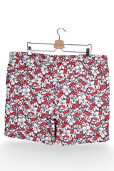 Pantaloni scurți - Vintage boardshorts albe cu imprimeu tropical – XL – Bărbați - spate