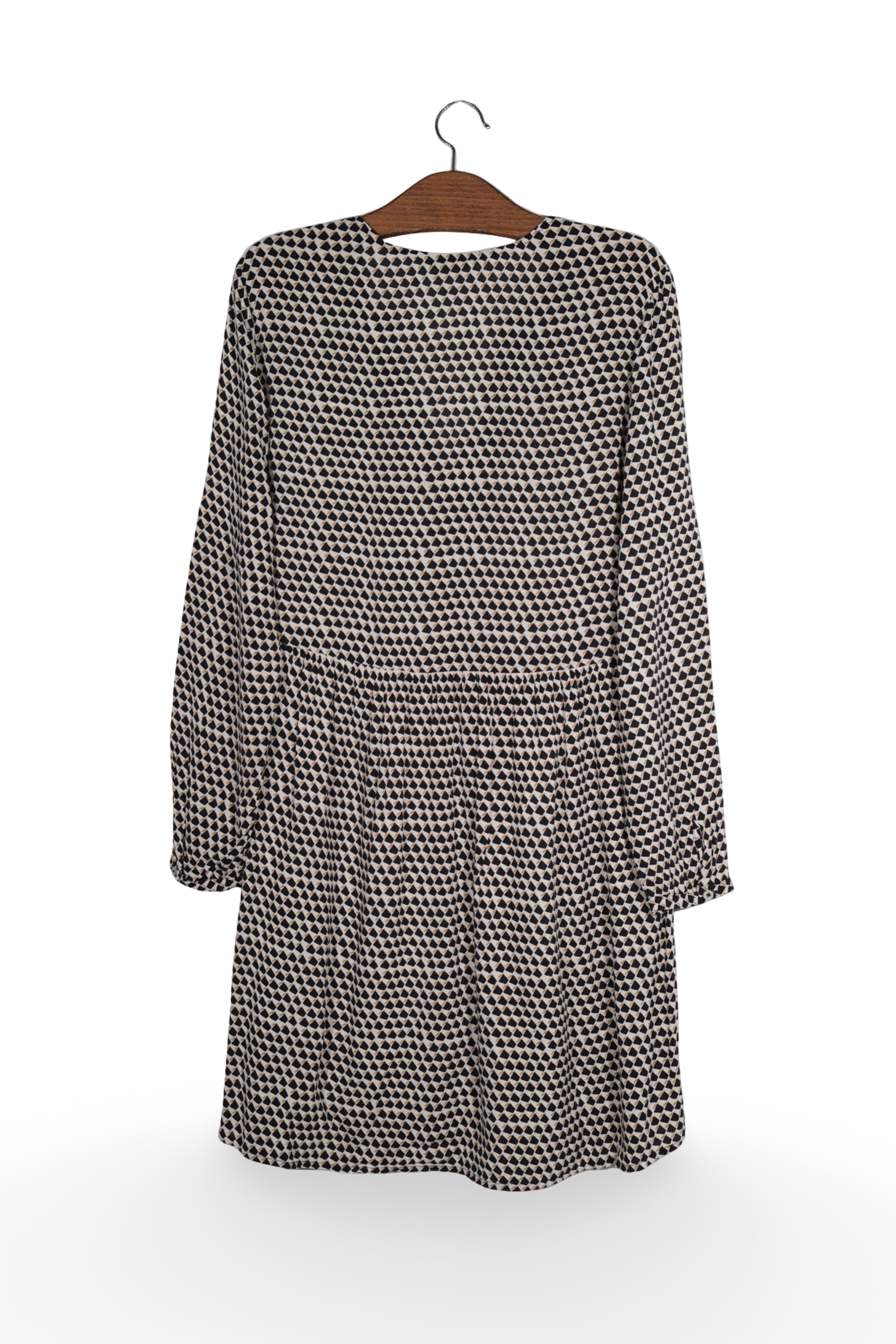Rochie - Premium cu imprimeu geometric alb-negru – L – Femei - spate