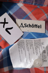Eticheta marime si compozitie (rotita dreapta) - Cămașă - Schoffel în carouri albastre și roz din bumbac – XL – Bărbați