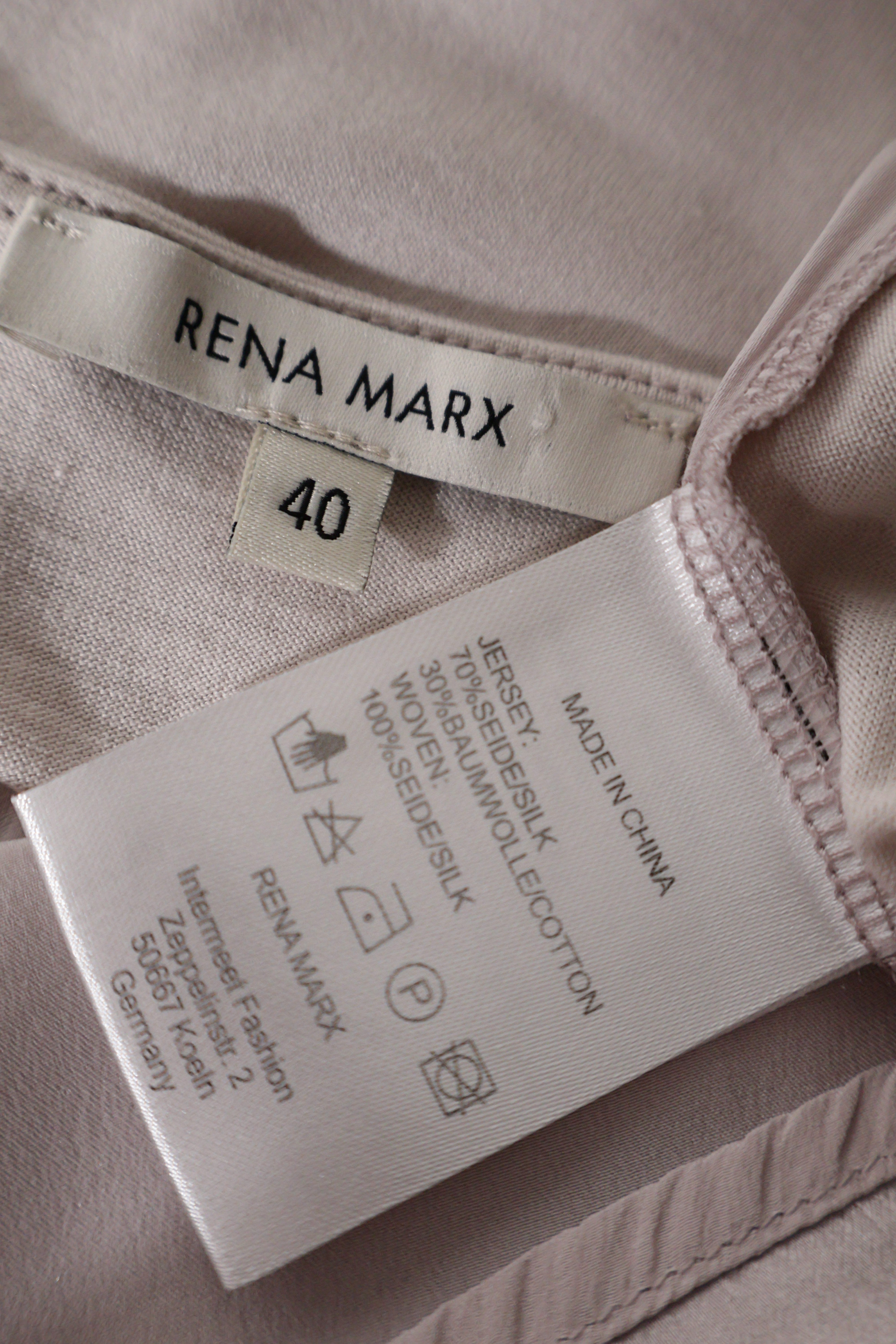 Eticheta marime si compozitie (rotita dreapta) - Tricou - Premium roz pal din matase si bumbac – M – Femei
