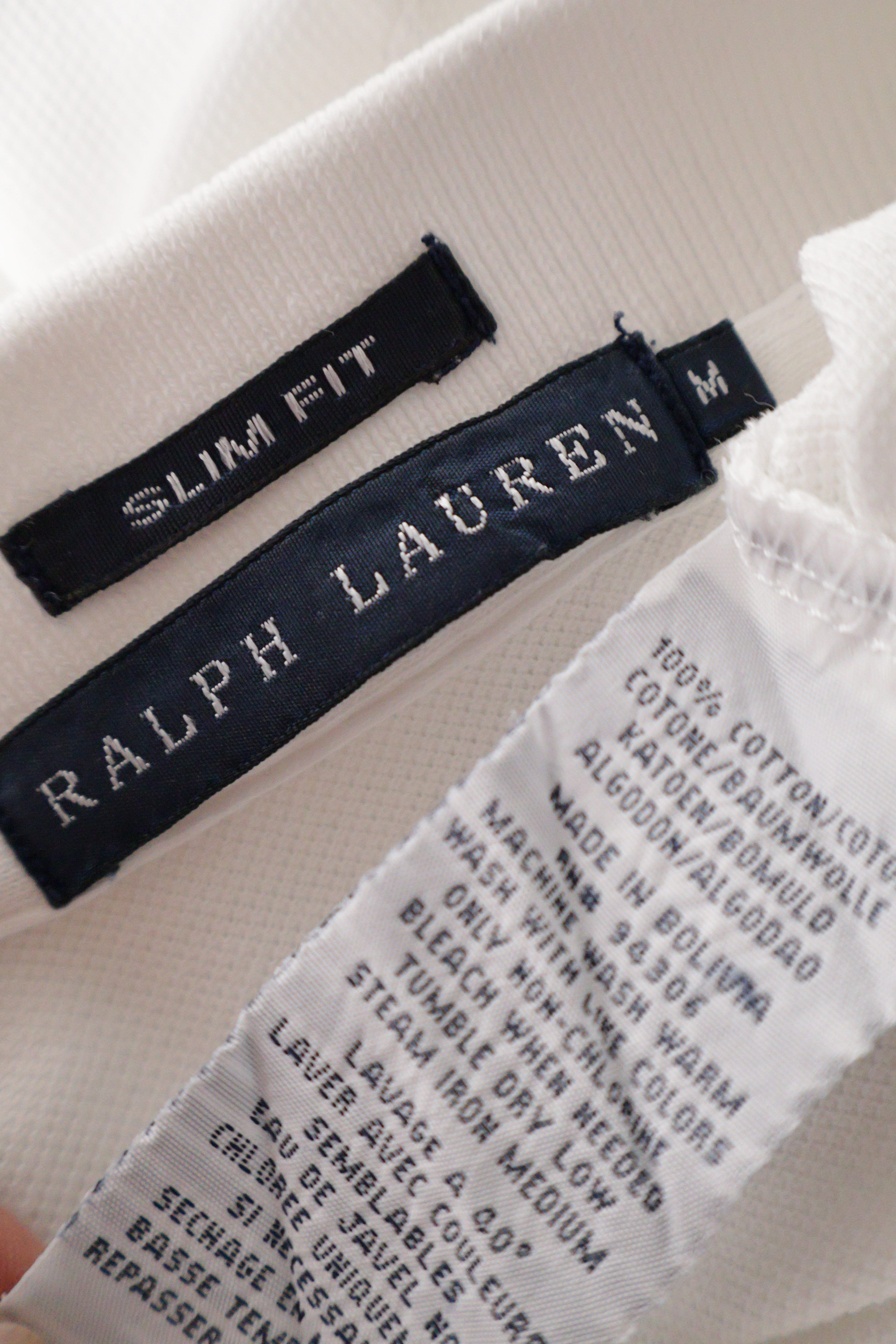 Eticheta marime si compozitie (rotita dreapta) - Tricou - Ralph Lauren polo alb Slim Fit din bumbac – M – Femei