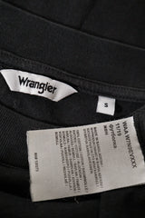 Eticheta marime si compozitie (rotita dreapta) - Tricou - Wrangler negru cu dungi multicolore pe maneca – S – Femei