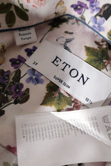 Eticheta marime si compozitie (rotita dreapta) - Cămașă - Eton alb cu imprimeu floral fin – M – Bărbați