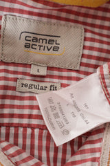 Eticheta marime si compozitie (rotita dreapta) - Cămașă - Camel camasa rosu-alb in carouri fine – L – Bărbați