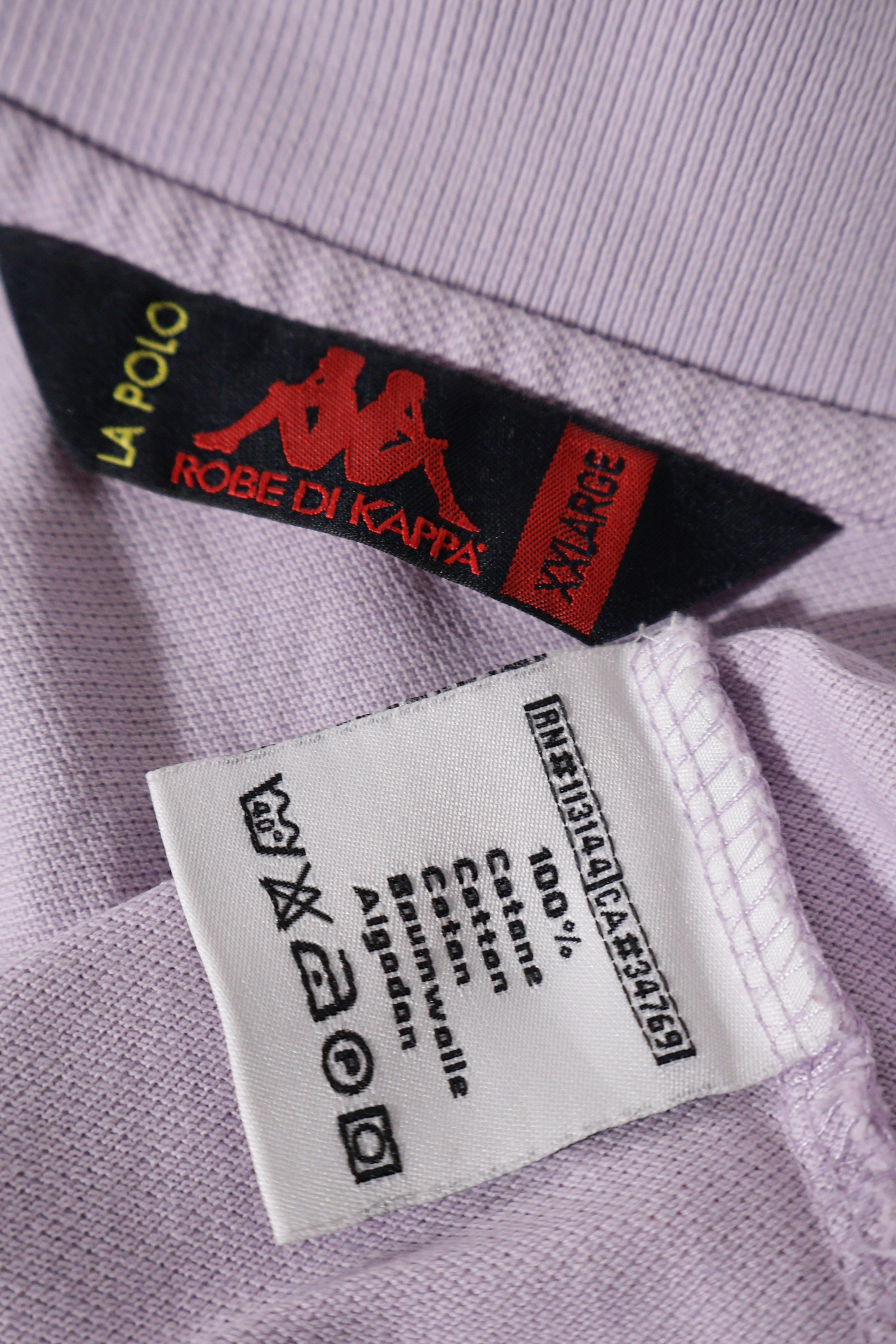 Eticheta marime si compozitie (rotita dreapta) - Tricou - Kappa polo lila din bumbac – XL – Bărbați