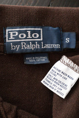 Eticheta marime si compozitie (rotita dreapta) - Tricou - RALPH LAUREN polo maro din bumbac – S – Bărbați