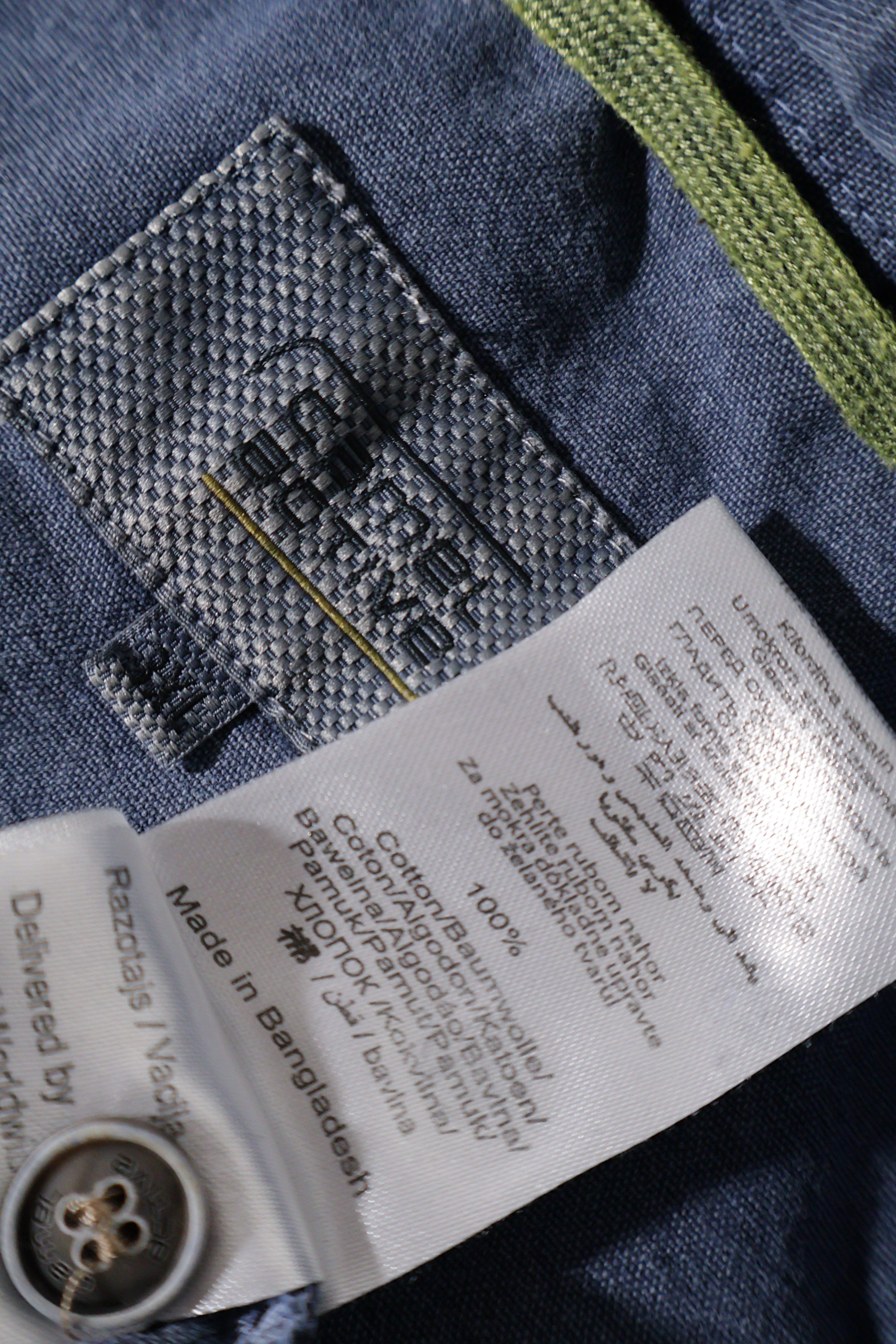 Eticheta marime si compozitie (rotita dreapta) - Tricou - Camel albastru cu imprimeu grafic floral – M – Bărbați