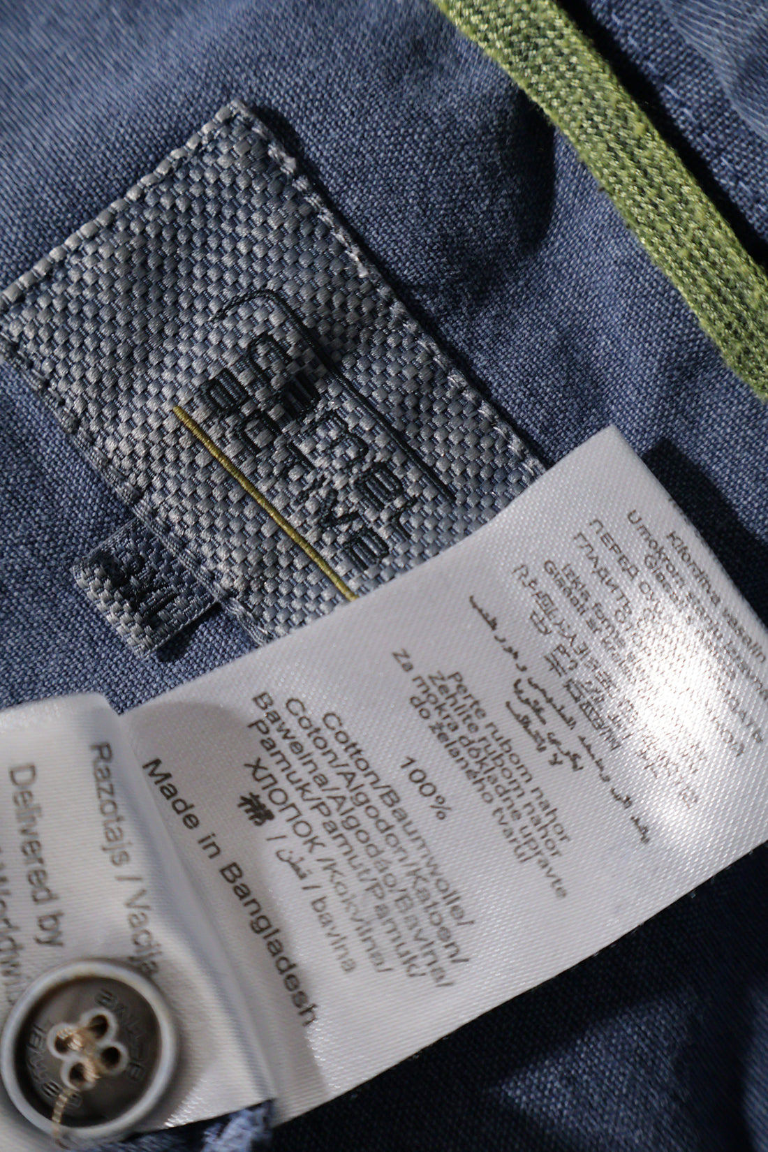 Eticheta marime si compozitie (rotita dreapta) - Tricou - Camel albastru cu imprimeu grafic floral – M – Bărbați
