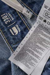 Eticheta marime si compozitie (rotita dreapta) - Blugi scurți - G-star denim albastru decolorat, cu revere – M – Bărbați