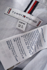 Eticheta marime si compozitie (rotita dreapta) - Cămașă - Tommy Hilfiger albă din in cu croială lejeră – M – Femei