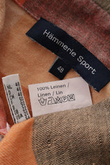 Eticheta marime si compozitie (rotita dreapta) - Cămașă - Vintage în carouri pastelate din in cu croială amplă – 3XL – Femei