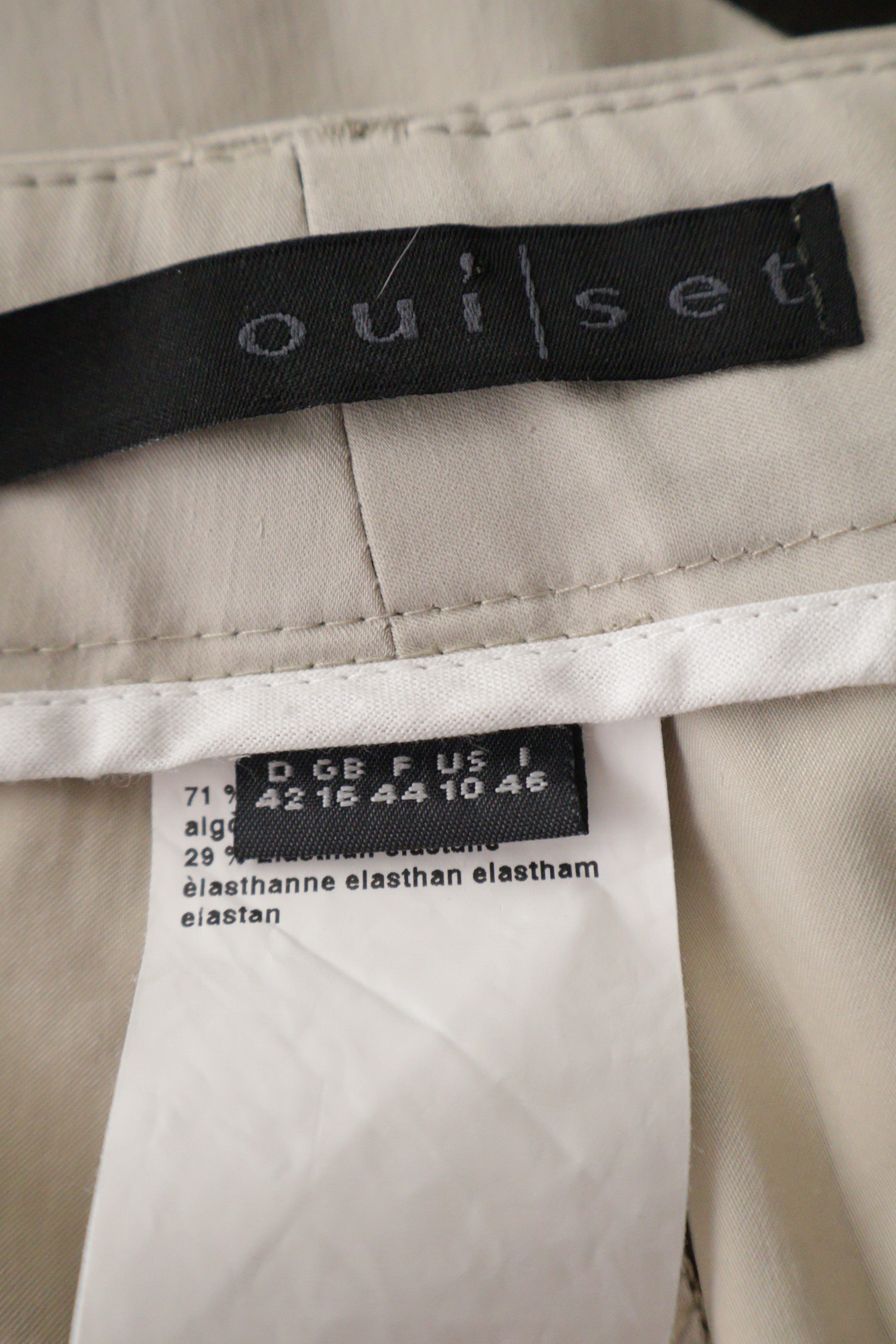 Eticheta marime si compozitie (rotita dreapta) - Pantaloni - Oui bej deschis cu croiala dreapta si elasticitate – XL – Femei