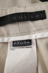 Eticheta marime si compozitie (rotita dreapta) - Pantaloni - Oui bej deschis cu croiala dreapta si elasticitate – XL – Femei