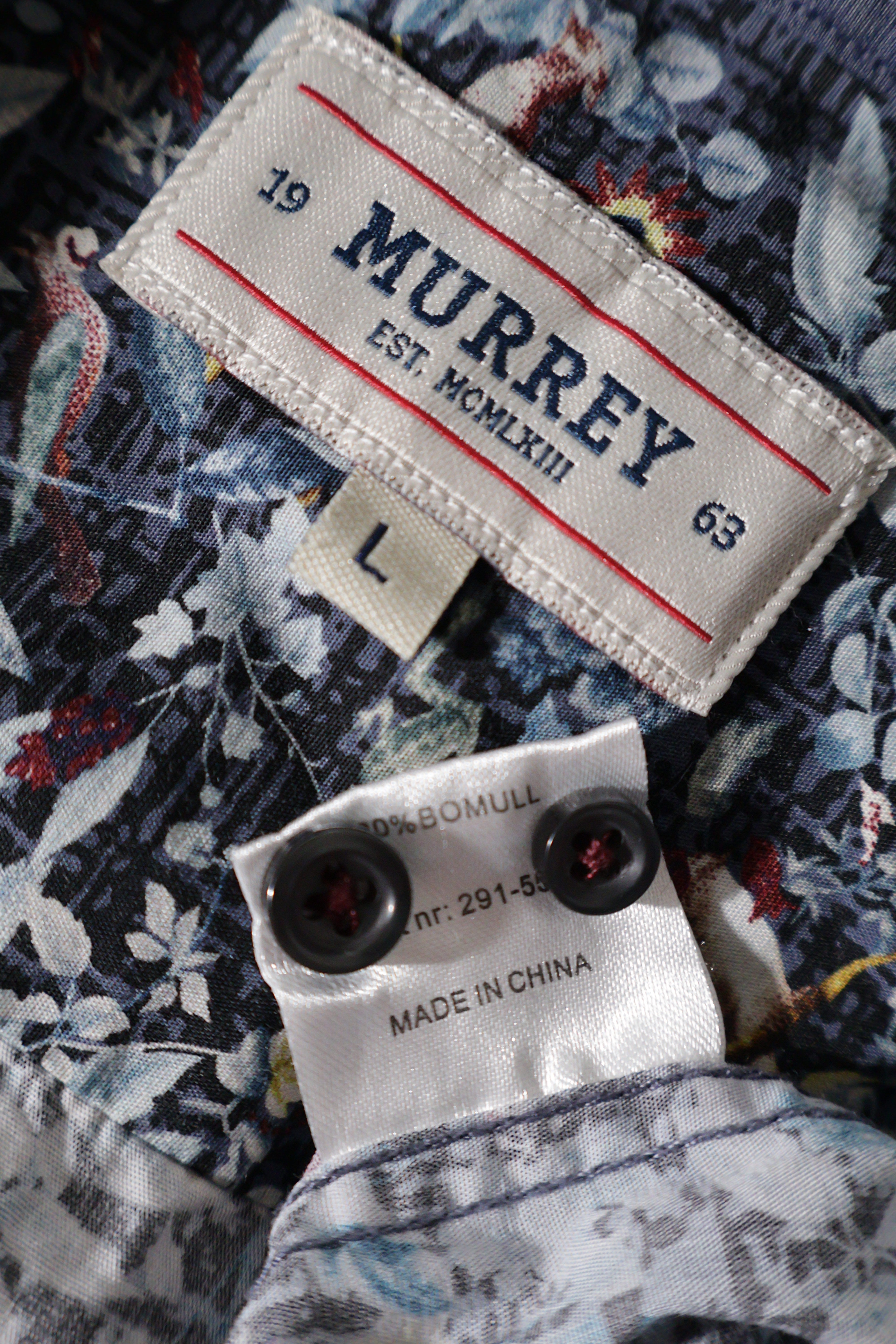 Eticheta marime si compozitie (rotita dreapta) - Cămașă - Alte branduri multicolor din bumbac cu imprimeu floral integral – L – Bărbați