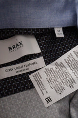 Eticheta marime si compozitie (rotita dreapta) - Cămașă - BRAX bleumarin din bumbac cu imprimeu micro geometric – M – Bărbați