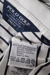 Eticheta marime si compozitie (rotita dreapta) - Tricou - RALPH LAUREN albă cu dungi bleumarin si croiala relaxata – XL – Bărbați